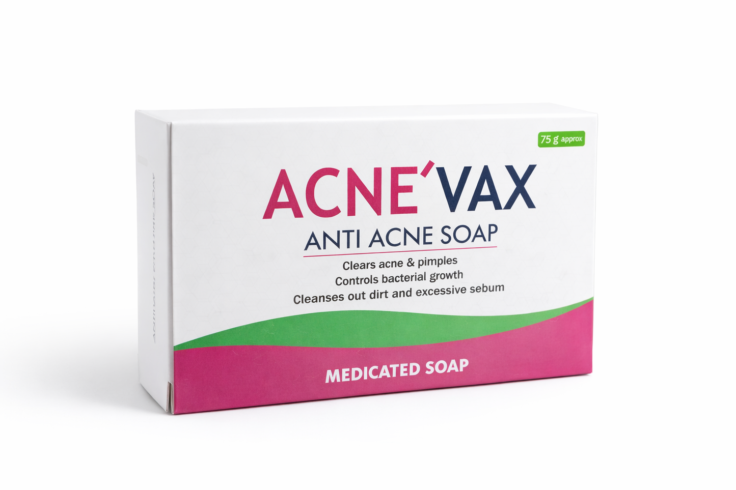 AcneVax anti-acne soap packaging on a white background