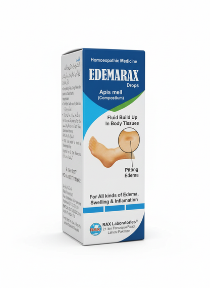 Edemarax Drops for Sweelig and Inflamation on a white plain background