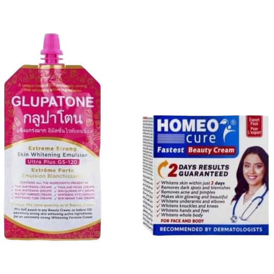 Homeo Cure Cream + Glupatone Emulsion Bundle — Complete Skin Brightening & Care