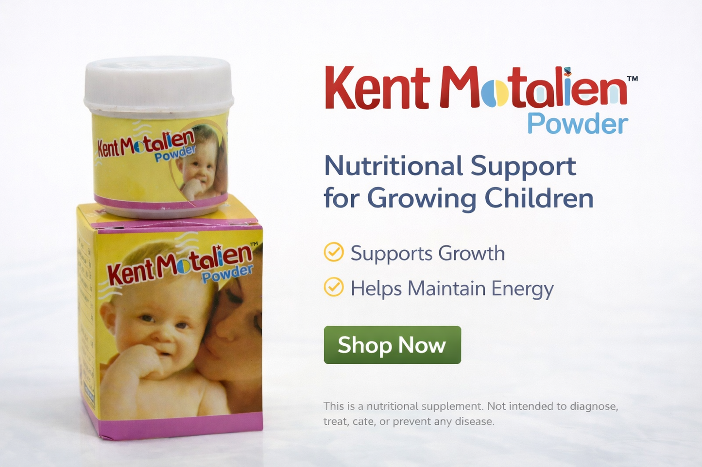 Kent Matalen Powder packaging with a jar and box on a white background