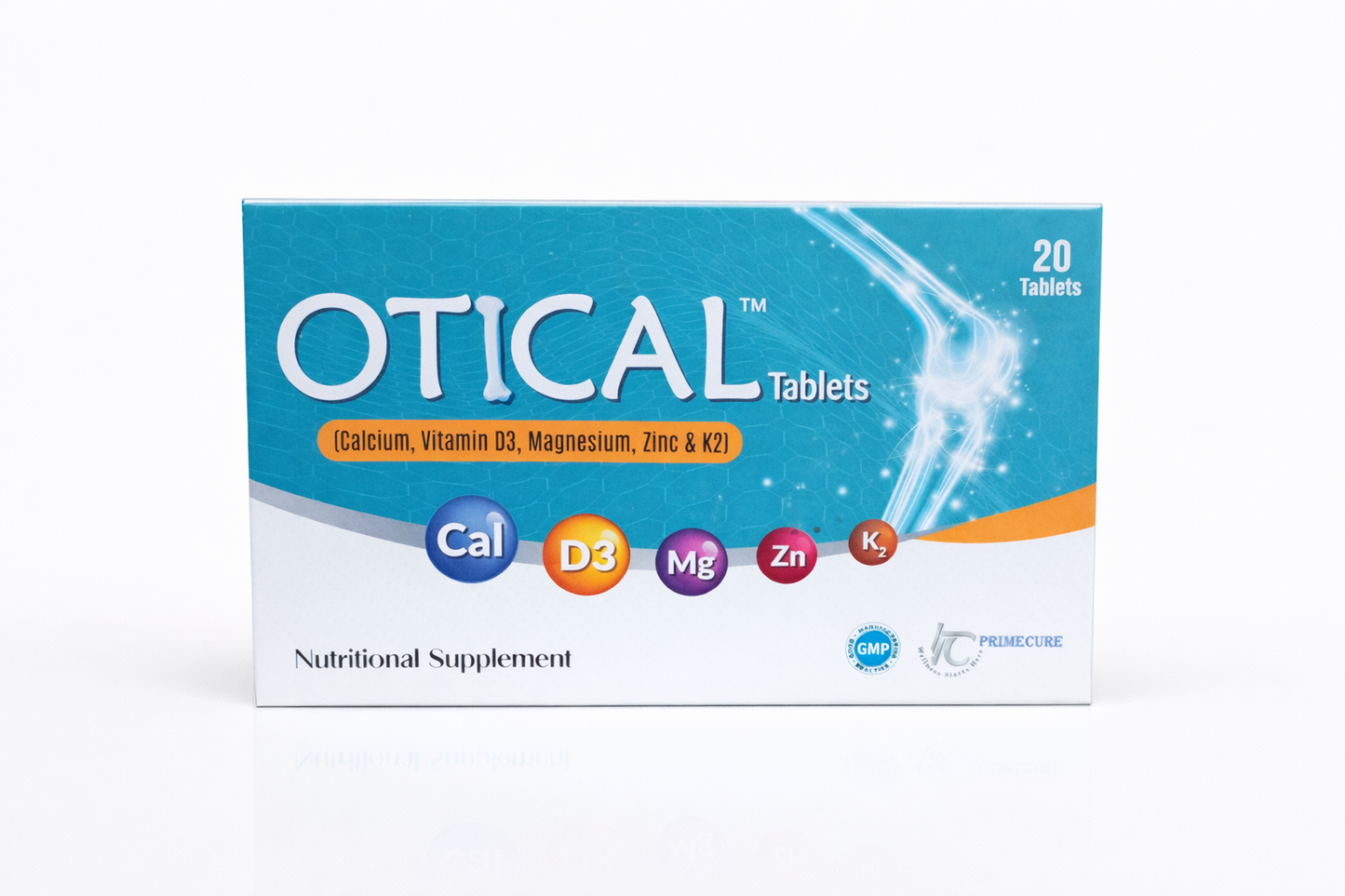 Box of Otical Tablets nutritional supplement on a white background