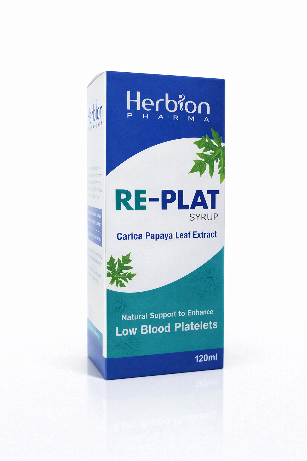 Herbion Pharma RE-PLAT Syrup packaging on a white background
