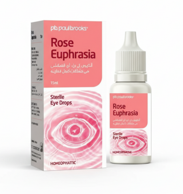 Rose Euphrasia Eye Drops on a plain white background