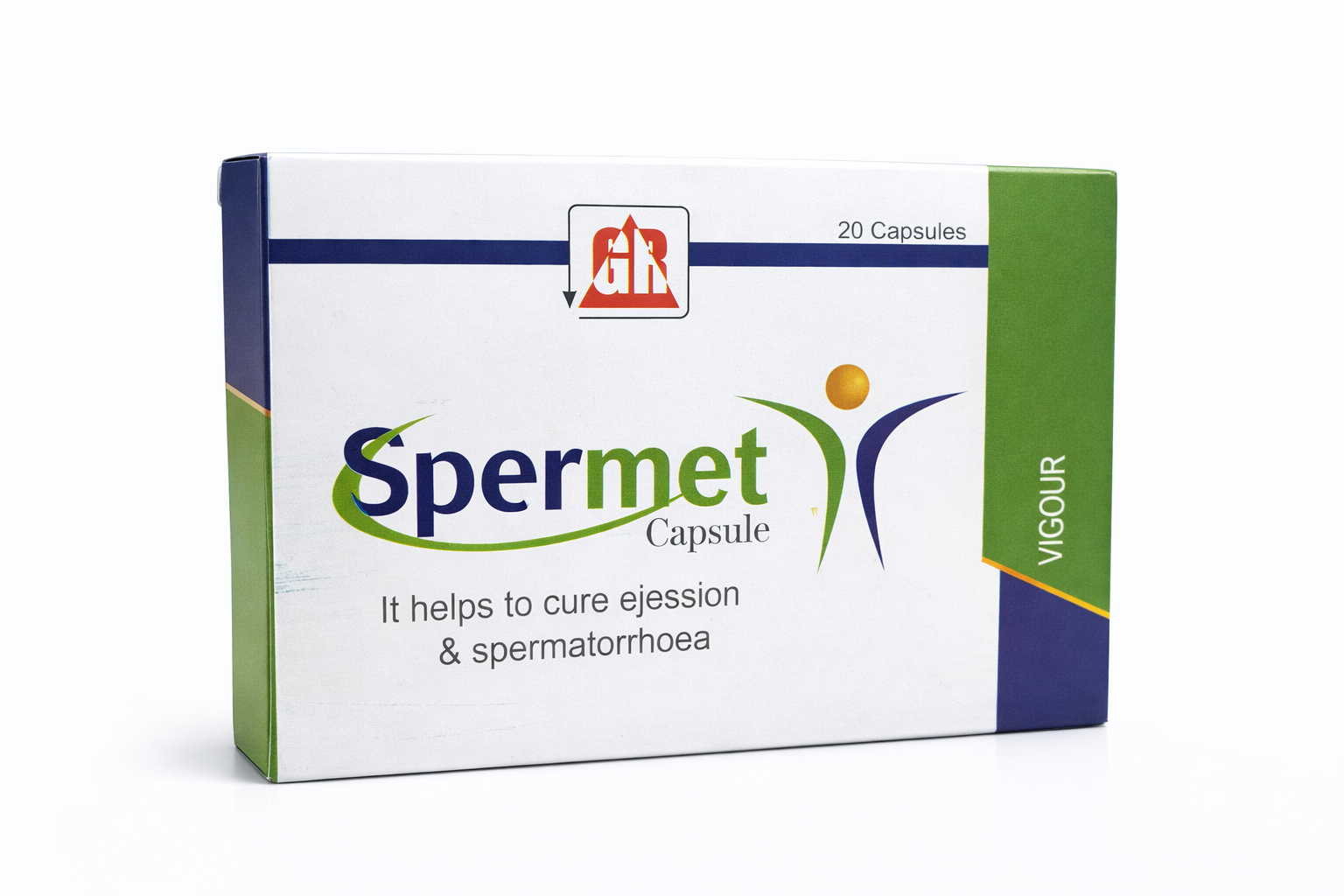 Spermet capsule packaging on a white background