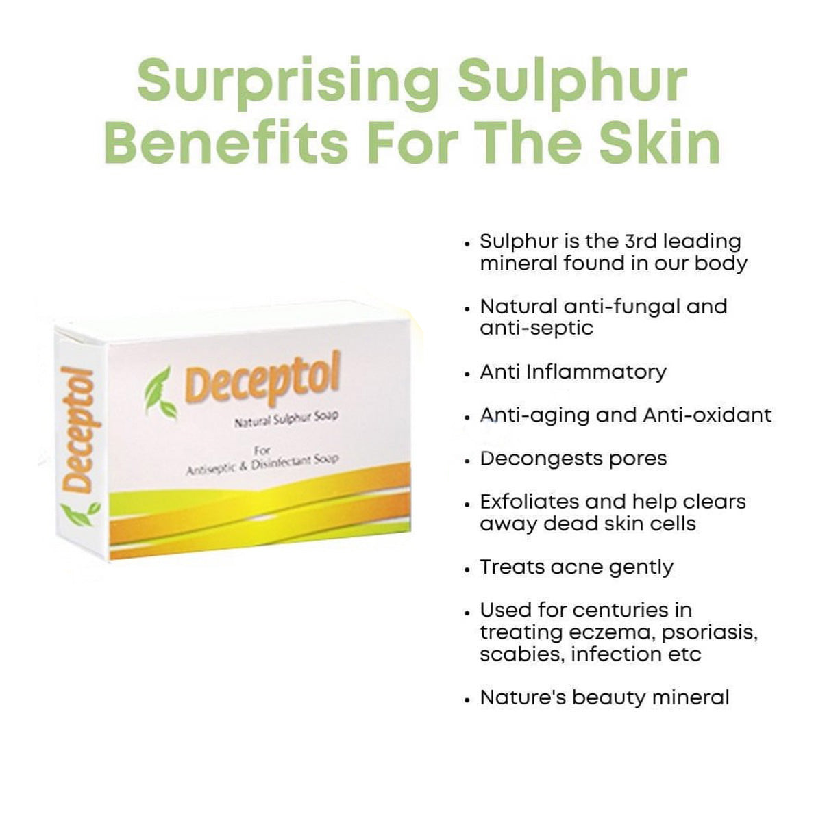 Deceptol Sulphur Soap – Antiseptic Disinfectant Skin Care