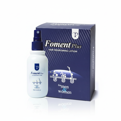 Foment Plus Lotion on a white plain background 